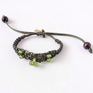 Etro Green Beaded Macrame Woven Boho Bracelet